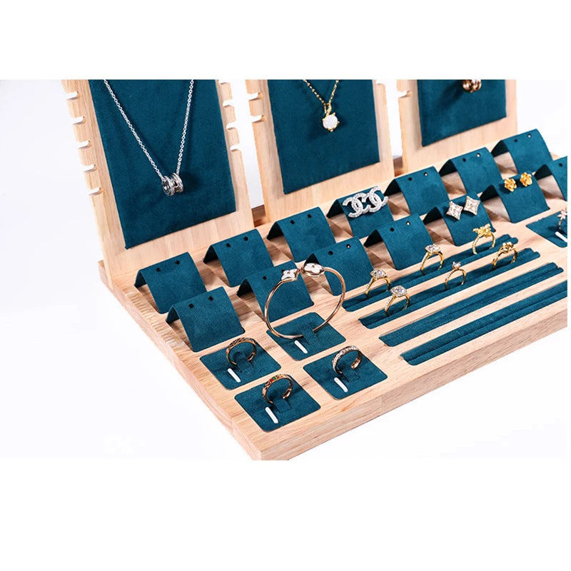 Solid Wood Jewelry Display Stand Necklace Pendant Ring Earrings Bracelet Storage Display Stand