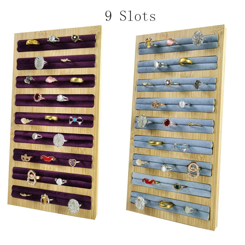 Natural Wood Square Earrings Rings Display Tray Jewelry Storage Plate Store Exhibitors Counter Showcase Props