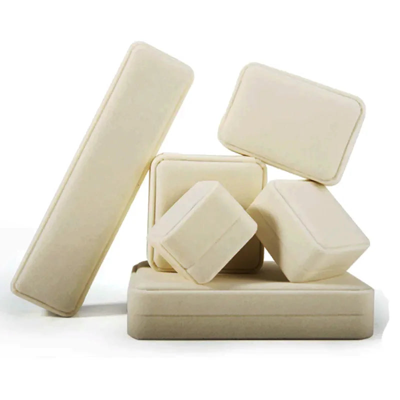 High Quality Beige Flannel Jewelry Box Jewelry Box Ring Necklace Earrings Pendant Storage Box