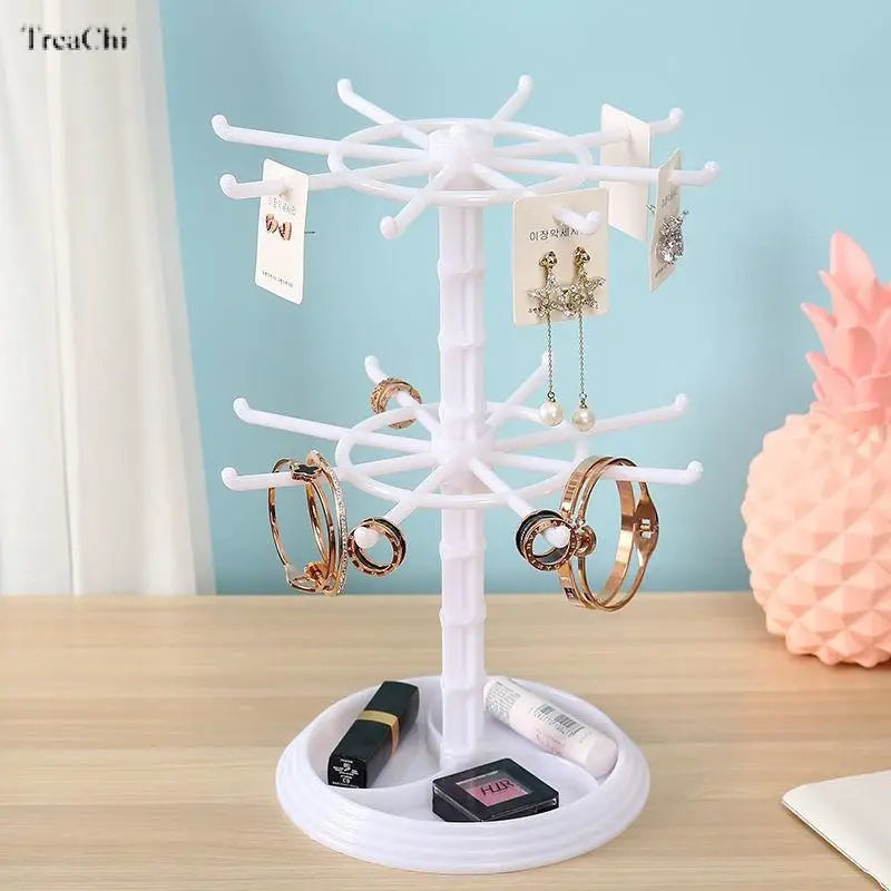 Multi-Layer Rotating Earring Organizer Earring Display Stand Bracelet Necklace Trinket Stand Scrunchie Jewelry Tray