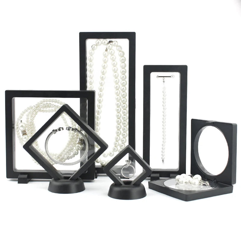 Bracelet Packaging Box 3D Pe Film Gemstone Membrane Display Holder Earring Ring Storage Case Jewelry Stand Floating Frame