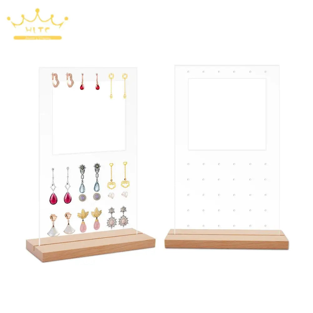 Acrylic Earrings Organizer Ear Studs Display Rack Arch Show with Wooden Bases Personal Dressing Table Jewelry Storage Rack