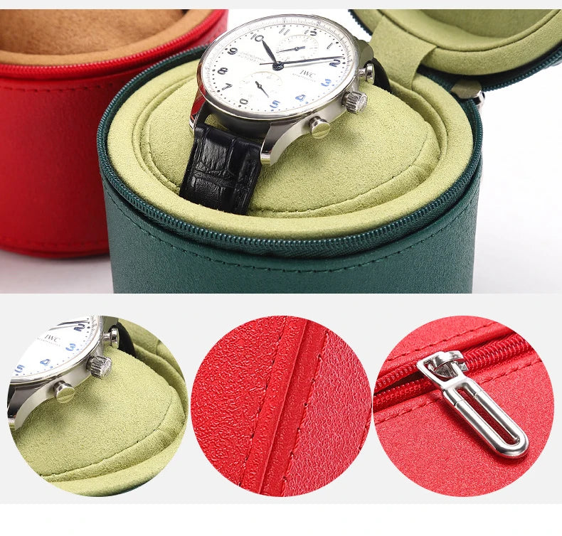 Round Storage Box for Watch Bracelet Exquisite Leather Watch Display Box Festival Party Gift Packaging Box