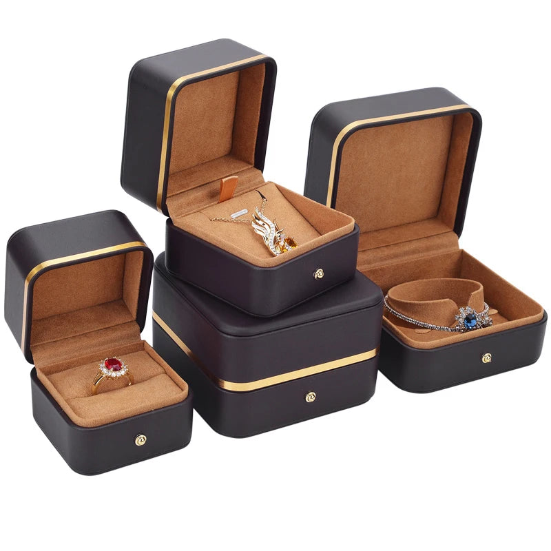 Pu Wedding Ring Jewelry Packaging Gift Box Brooch Watch Storage Case Holder Bracelet Organizer for Jewelry Store