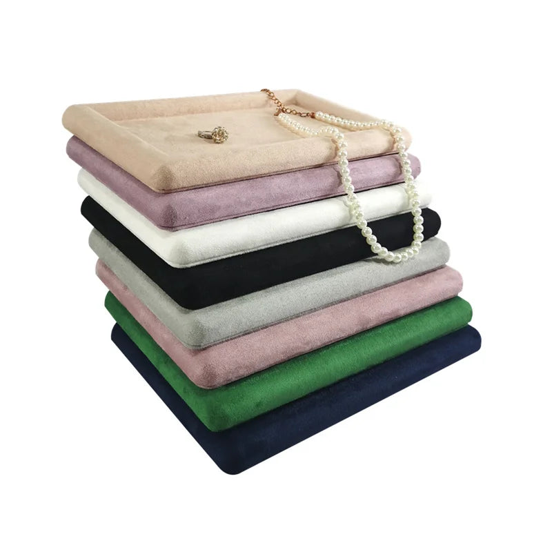 Colorful Fabric Tray High Quality Earrings Rings Organizer Jewelry Necklace Watch Storage Trays 12*12Cm and 12*20Cm