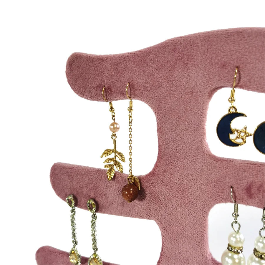 Pink Velvet Jewelry Organizer Trays Earrings Rings Holder Stud Ear Watch Bangle Storage Tray Jewelry Counter Jewelry Display