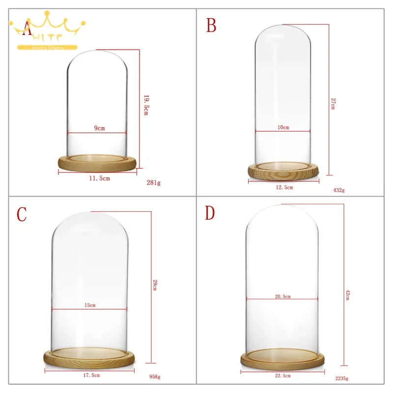 Jewelry Prop Window Display Rack Decoration Transparent Dust-proof plastic Cover Solid Wood Base Jewelry Shop Dedicated