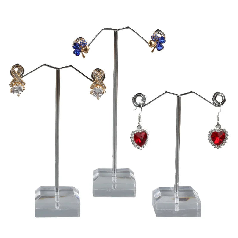 Earring Display Stand Jewelry Rack Bracelet Displays Holder Metal Earrings Stud with Acrylic Base 3Pcs/set Tassel Dangle Rack