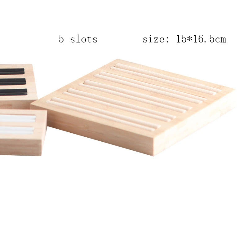 Natural Wood Square Earrings Rings Display Tray Jewelry Storage Plate Store Exhibitors Counter Showcase Props