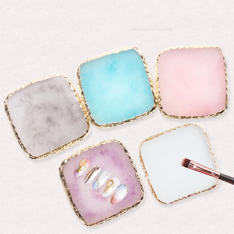 Colorful Resin Square Nail Art Phnom Penh Palette 8.7*8.7Cm Ring Earring Jewelry Display Props Useful Work Showcase Tool Tray