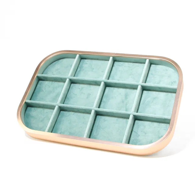 Metal Jewelry Exhibitor Tray Green Velvet Jewelry Display Rack Counter Display Library Jewelry Exhibitors Storage Of Jewelry