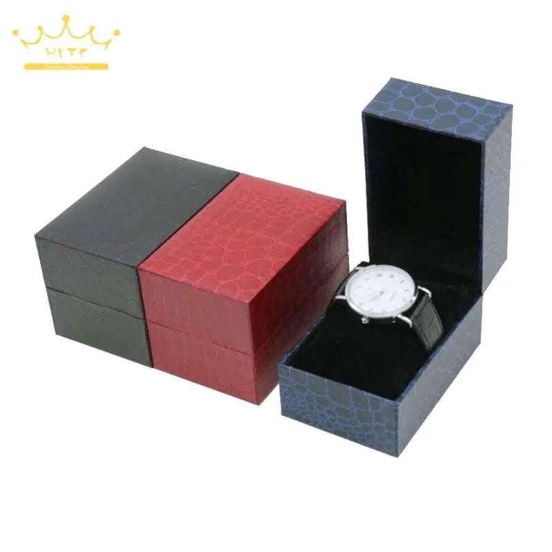 Jewelry Storage Box Crocodile Pattern Filled Leather Paper Flip Watch Packaging Gift Box Bracelet Collection Box