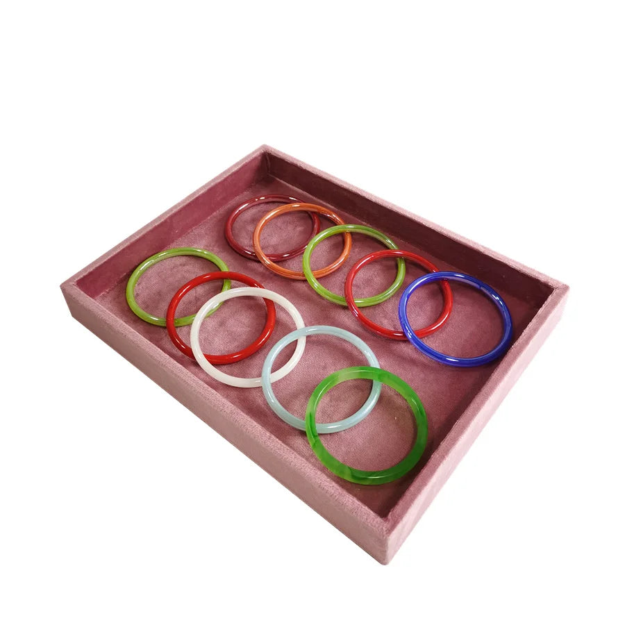 Pink Velvet Jewelry Organizer Trays Earrings Rings Holder Stud Ear Watch Bangle Storage Tray Jewelry Counter Jewelry Display