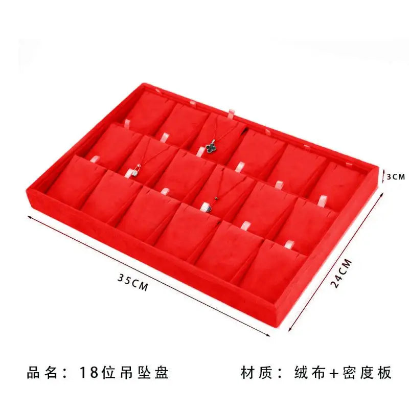 Red Velvet Gold Jewelry Organizer Earring Necklace Display Stand Quality Ring Tray Pendant Storage Plate Watch Bracelet Holder