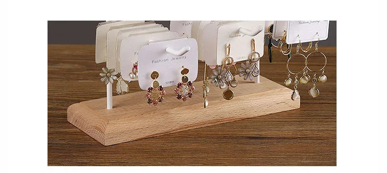 Bracelet Earring Display Holder with Wood Base Earrings Cardboard Storage Rack Jewelry Organizer Key Chain Bracelet Fram