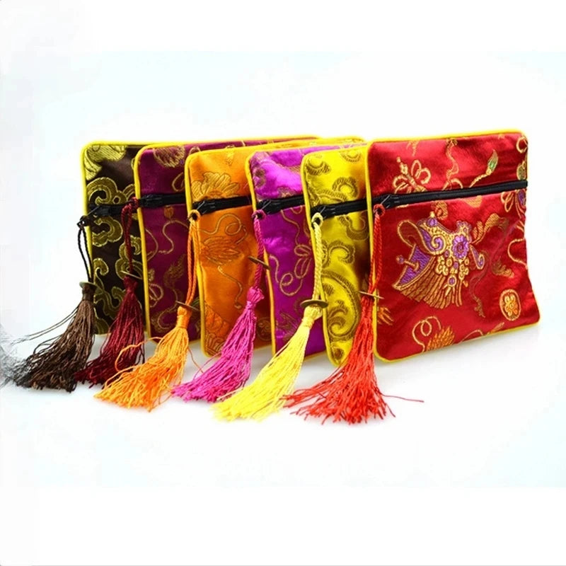 Satin Jewelry Roll Earring Bangle Holder Storage Pack Bag Travel Ring Necklace Jewellery Pouch Organizer Mix Colors