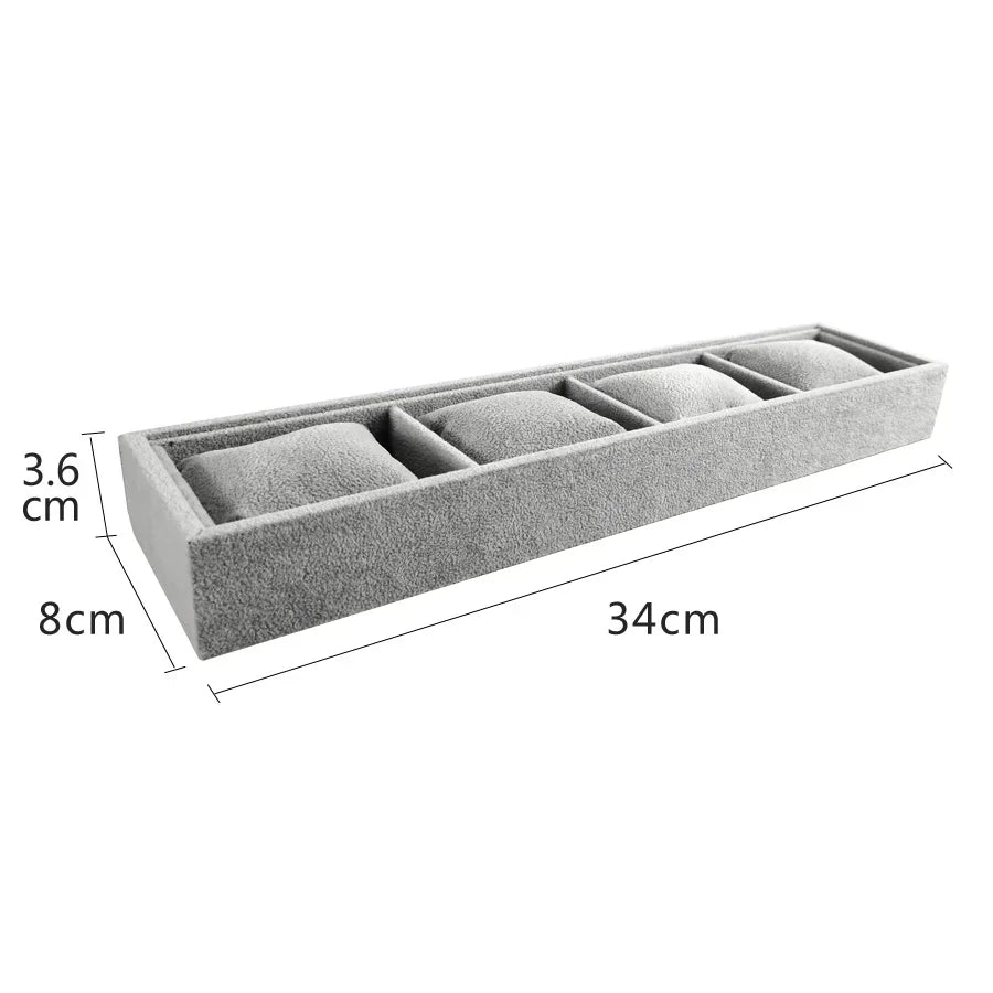 4 Grids Watch Bracelet Organizer Tray with Mini Pillows Jewelry Storage Plate Chain Watch Display Holder Tray Decorative