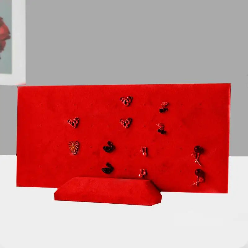 Red Velvet Gold Jewelry Organizer Earring Necklace Display Stand Quality Ring Tray Pendant Storage Plate Watch Bracelet Holder