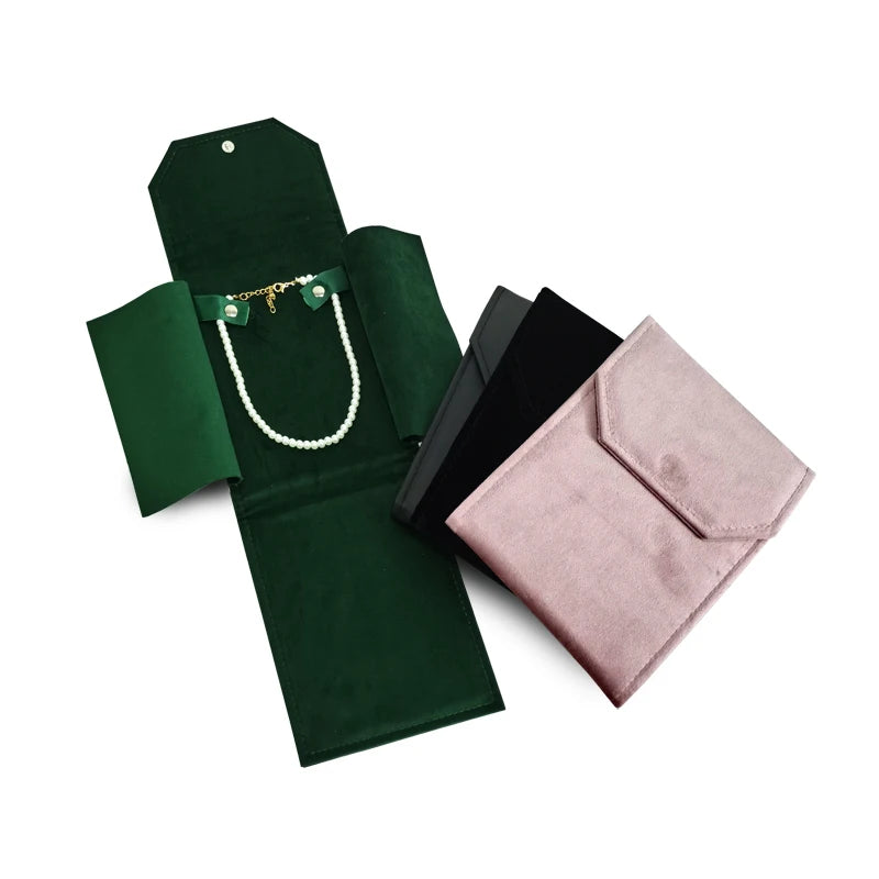 Dark Green Jewelry Velvet Bag Exhibitor Set Jewelry Storage Case Wrist Watch Necklace Display Holder Rings Pendants Packaging