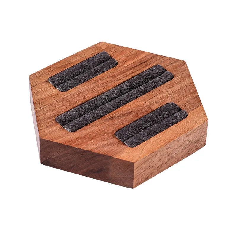 Walnut Hexagonal Ring Display Rack Jewelry Counter Earrings Display Tray Versatile Ring Bangle Organizer Jewelry Tray