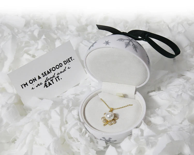 Christmas Ball Shaped Jewelry Box with Snowflake Pattern Surprise Gift Packaging Box Propose Ring Pendant Storage Hoder