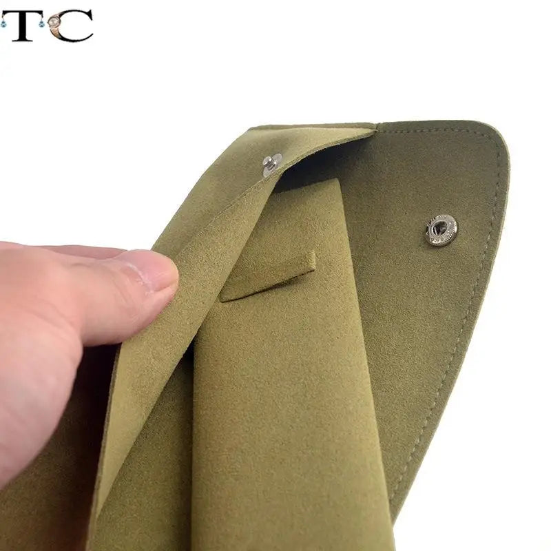Creative Grass Green Necklace Storage Bag Microfiber Portable Bracelet Snap Collection Bag Jewelry Storage Bag