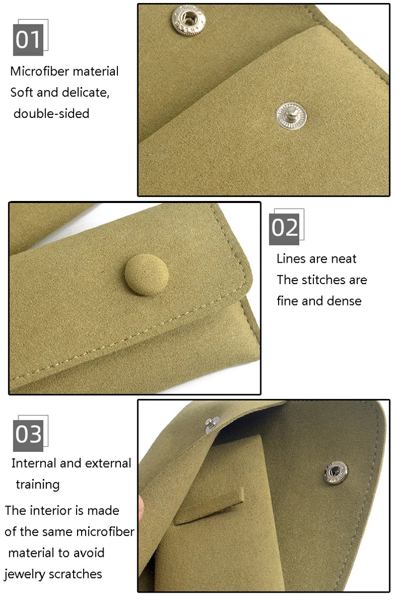 Creative Grass Green Necklace Storage Bag Microfiber Portable Bracelet Snap Collection Bag Jewelry Storage Bag