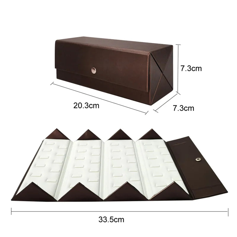 1 Piece Black Pu Jewelry Display Storage Case Pendant Chain Bracelet Organizer Casket Ring Earring Protection Travel Roll Bag