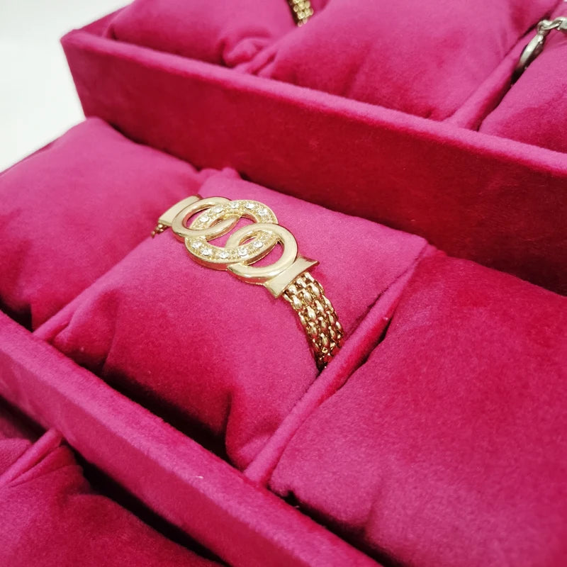 3-Layer Ladder Watch Display Tray with Pillows 12 Girds Bracelet Holder Pretty Rose Red Jewelry Trays Jade Bracelet Organizer