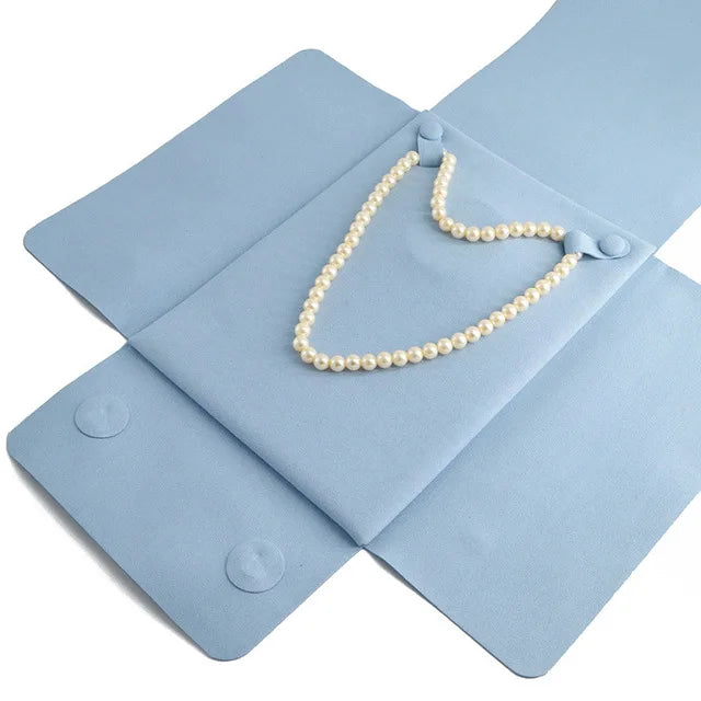 Microfiber Jewelry Display Pouch Pearl Neckalce Organizer Chain Storage Bag for Exhibition Green Blue Brown Available