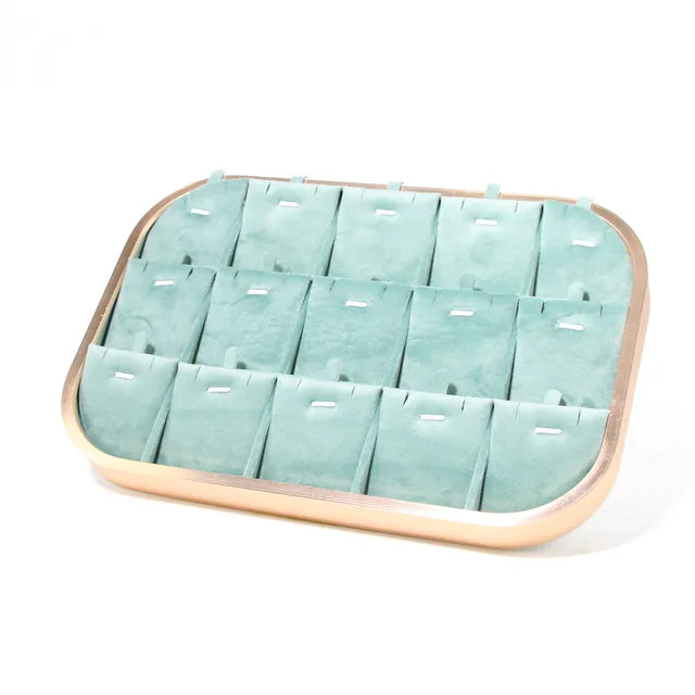 Metal Jewelry Exhibitor Tray Green Velvet Jewelry Display Rack Counter Display Library Jewelry Exhibitors Storage Of Jewelry
