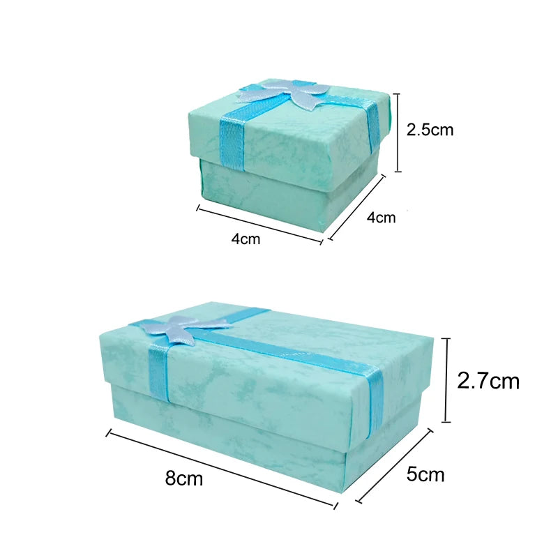 Paper Boxes Wholesale 4*4Cm and 5*8Cm Jewelry Packaging Case with Bow Ring Earring Necklace Storage Holder 24Pcs or 48Pcs