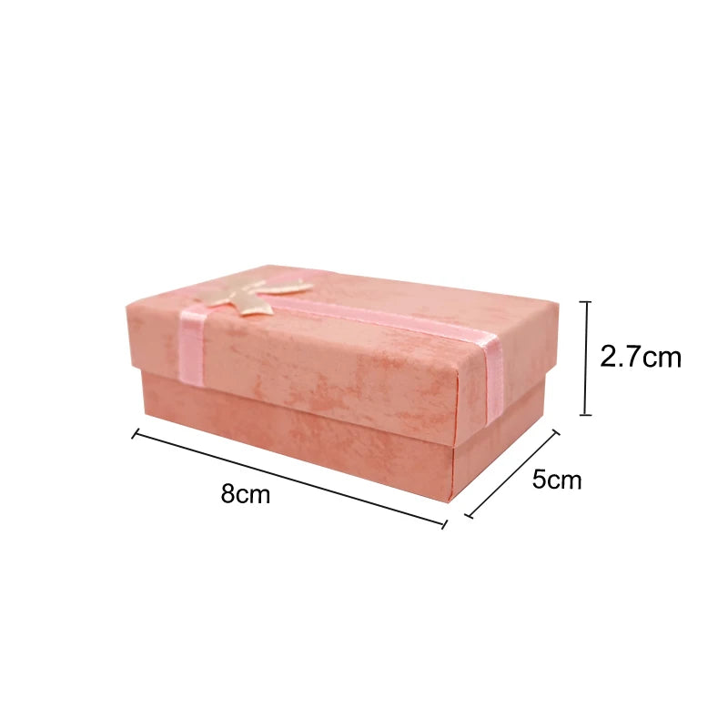 Paper Boxes Wholesale 4*4Cm and 5*8Cm Jewelry Packaging Case with Bow Ring Earring Necklace Storage Holder 24Pcs or 48Pcs