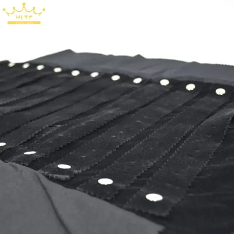 High-Capacity Earring Storage Roll Bag Black Velvet Jewelry Display Storage Bag 60 Pairs Stud Earrings Roll Organizer Cases
