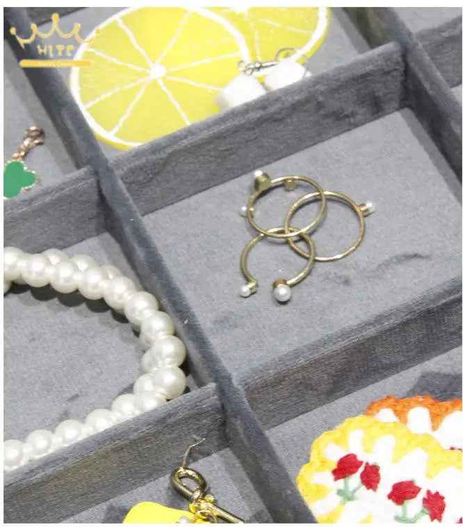 Dark Gray Velvet Tray for Jewelry Ring Bracelet Necklace Storage Organizer Earrings Pendant Holder Jewelry Packaging Trays