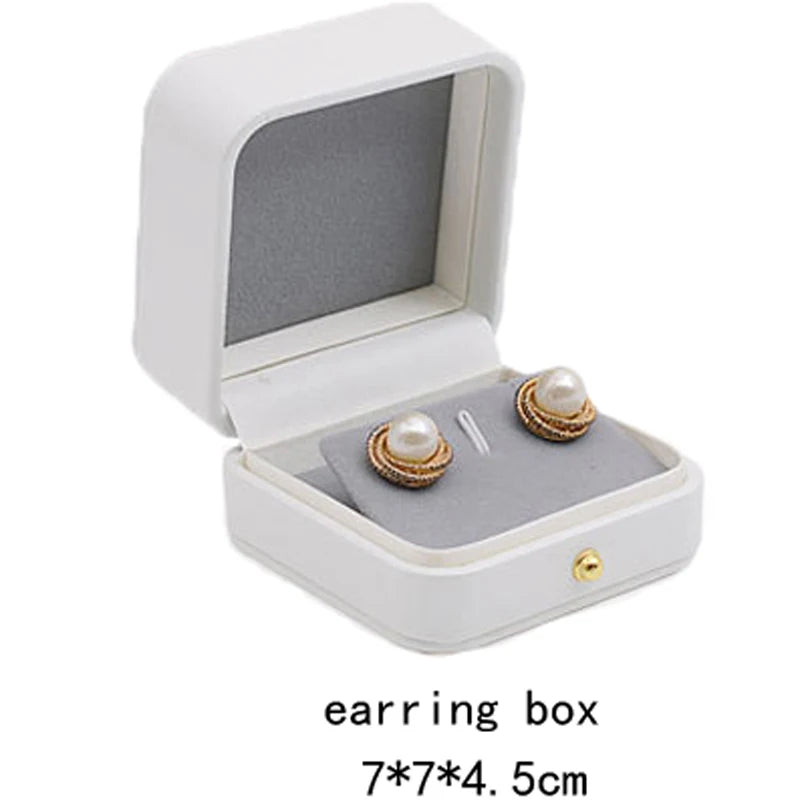 High Quality Pu Leather Jewelry Packaging Gift Box Proposal Ring Box Brooch Earring Display Box Necklace Collection Box