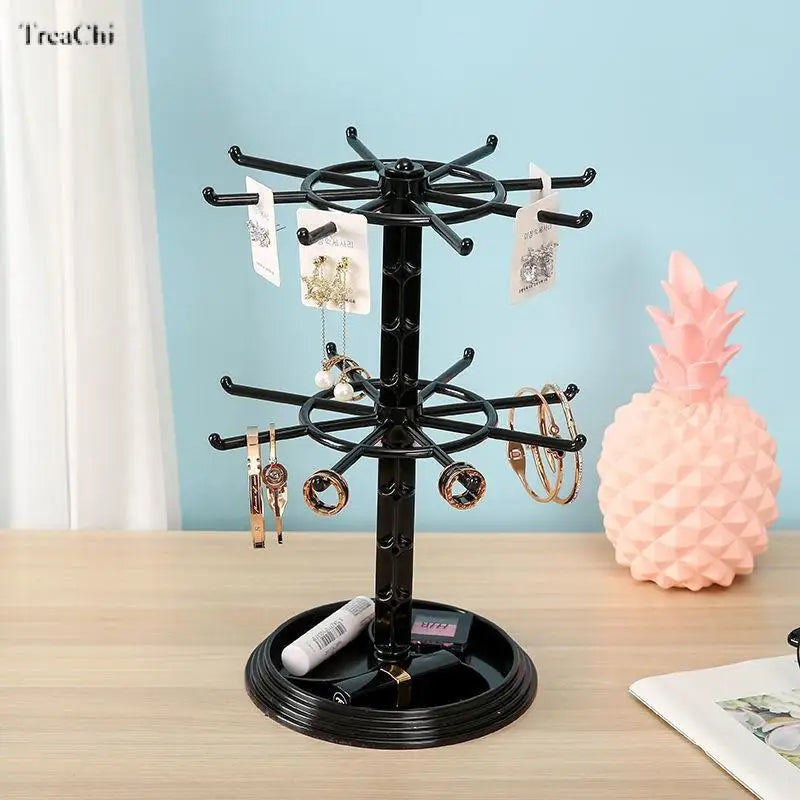 Multi-Layer Rotating Earring Organizer Earring Display Stand Bracelet Necklace Trinket Stand Scrunchie Jewelry Tray