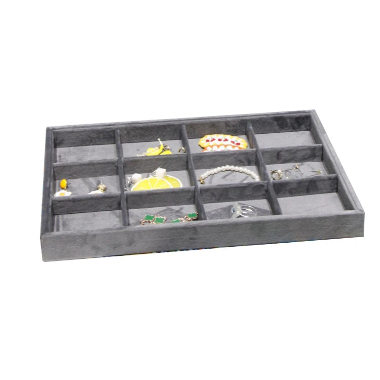 Dark Gray Velvet Tray for Jewelry Ring Bracelet Necklace Storage Organizer Earrings Pendant Holder Jewelry Packaging Trays