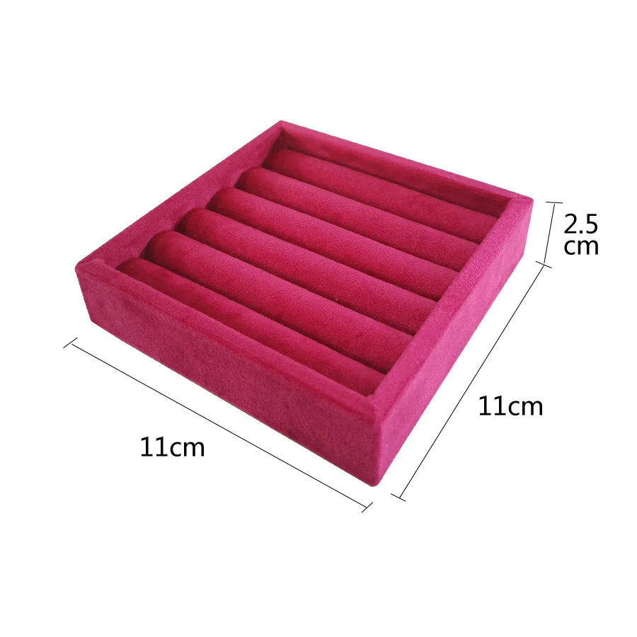 High Quality Velvet Square Tray 11*11Cm Rings Organizer Ear Studs Bangle Storage Plate Jewelry Display Multiple Colors Available
