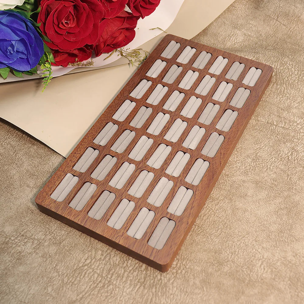 High-Capacity 20/30/42 Slots Ring Display Tray Wood Ring Ear Studs Storage Packaging Case Jewelry Exhibitors Dipslay Props