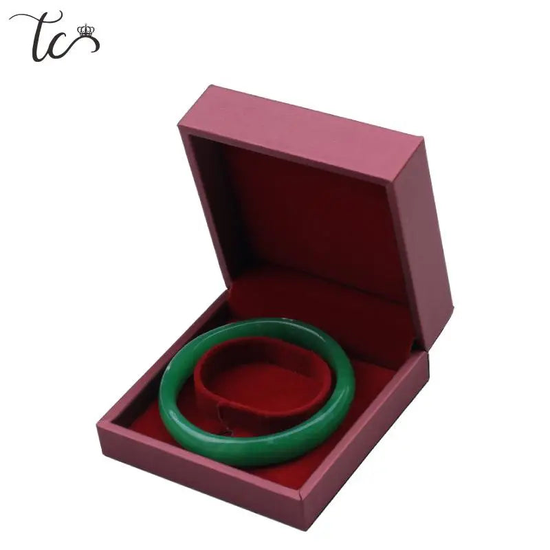 Red Brushed Leather Jewelry Display Case Ring Earrings Necklace Pendant Bracelet Storage Case
