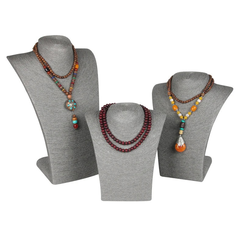 Hemp Rope Necklace Display Stand Holder Nice New Design Necklace Hanger High Quality Jewelry Display Bust Model Rack