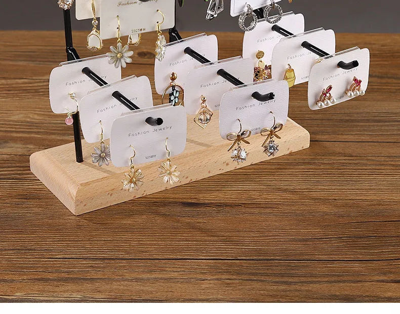 Bracelet Earring Display Holder with Wood Base Earrings Cardboard Storage Rack Jewelry Organizer Key Chain Bracelet Fram
