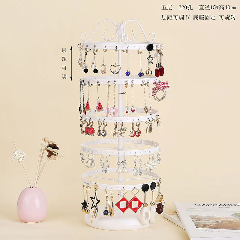 Creative Iron Art Earring Holder Rotatable Spacing Adjustable Jewelry Display Shelf Earring Decorative Frame 3/4/5Layer