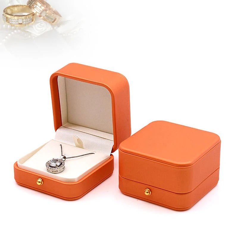 High Quality Pu Leather Jewelry Packaging Gift Box Proposal Ring Box Brooch Earring Display Box Necklace Collection Box