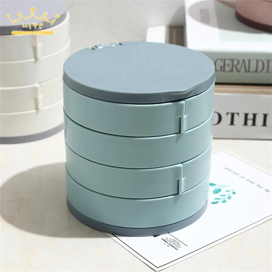 4-Layer Rotating Jewelry Storage Box Necklace Earrings Ring Organizer Holder Multi-Layer Plastic Small Items Packaging Box