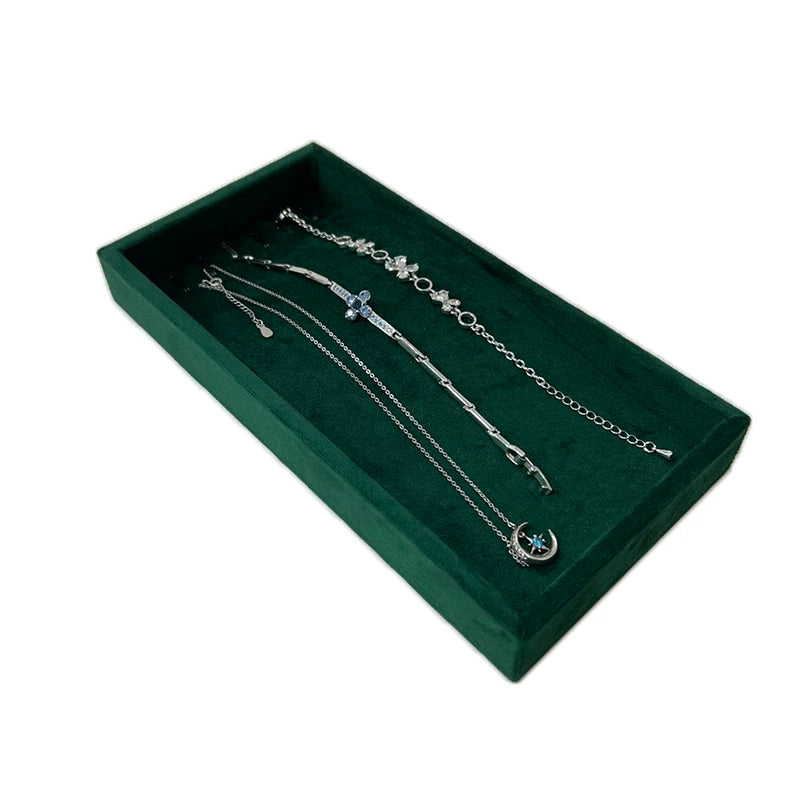 Dark Green Tray for Jewelry Ring Bracelet Display Tray Jewelry Demonstration Watch Organizer Earring Cuff-Link Storage Case
