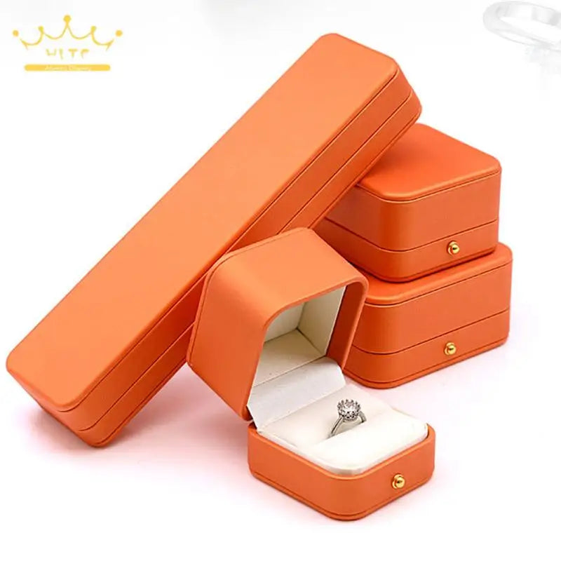 High Quality Pu Leather Jewelry Packaging Gift Box Proposal Ring Box Brooch Earring Display Box Necklace Collection Box