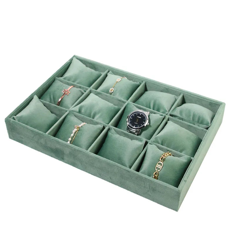 Jewelry Organizer Earring Necklace Display Stand Quality Pink Velvet Ring Tray Pendant Storage Plate Watch Bracelet Holder