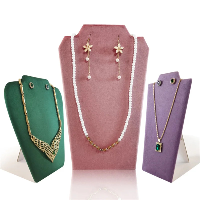 Velvet Necklace Display Stand Jewelry Organizer Rack Pearl Necklace Earrings Display Board for Exhibitor Jewelry Showcase Props